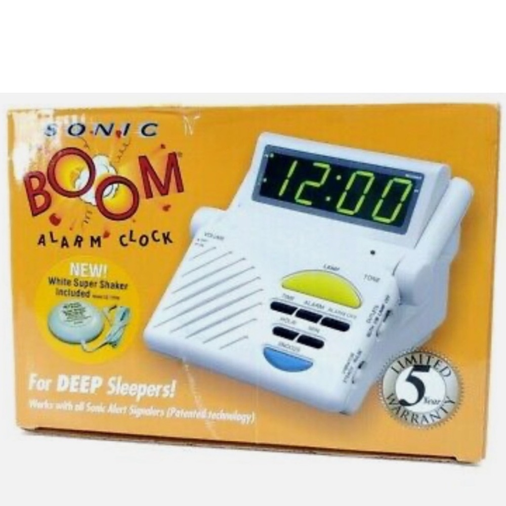 Boom White Alarm Clock for Deep Sleepers